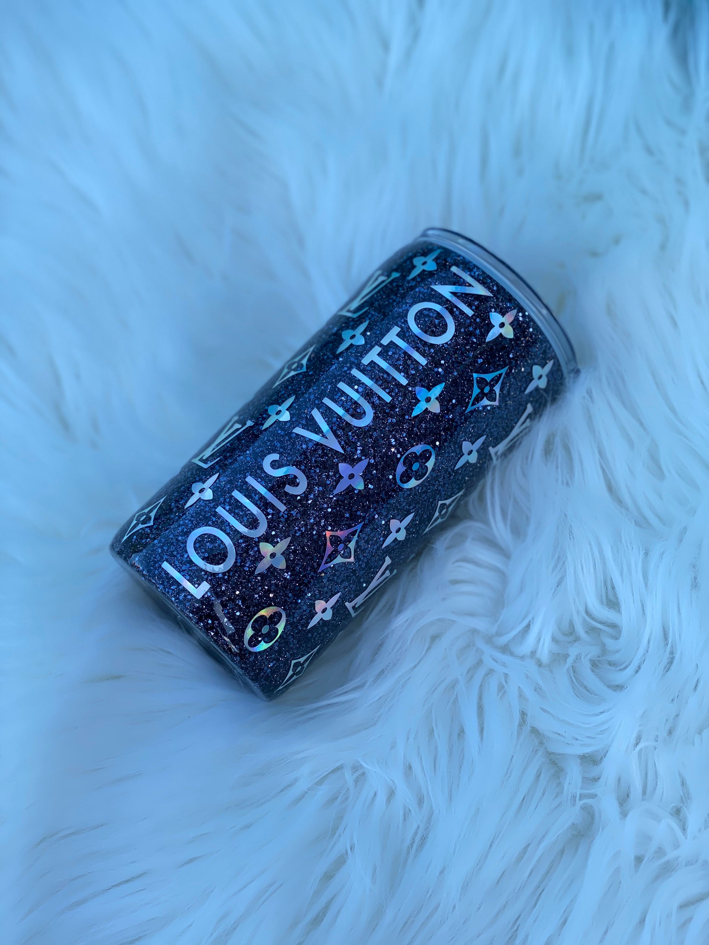 Louis Vuitton inspired glitter tumbler